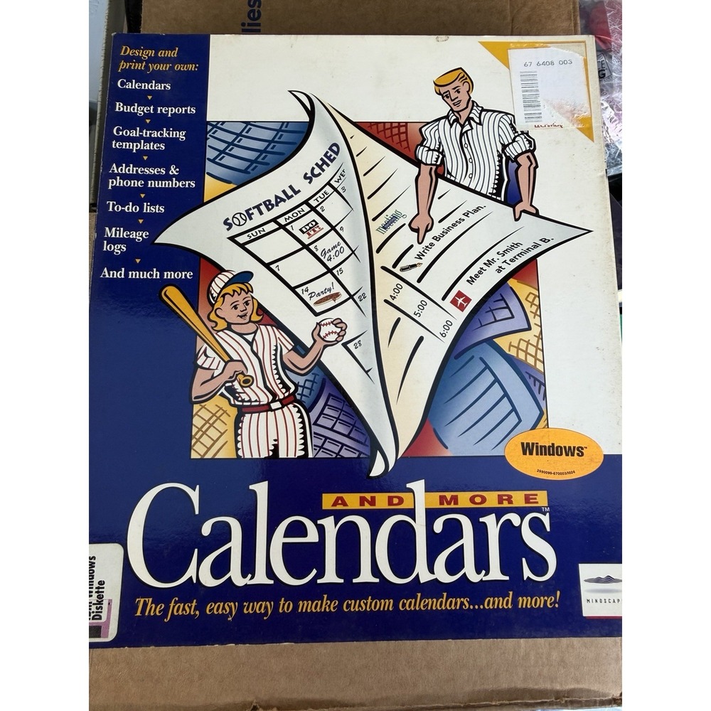 Vintage Calendars and More Macintosh CD-ROM Mindscape 1995 Big Box Mac Software